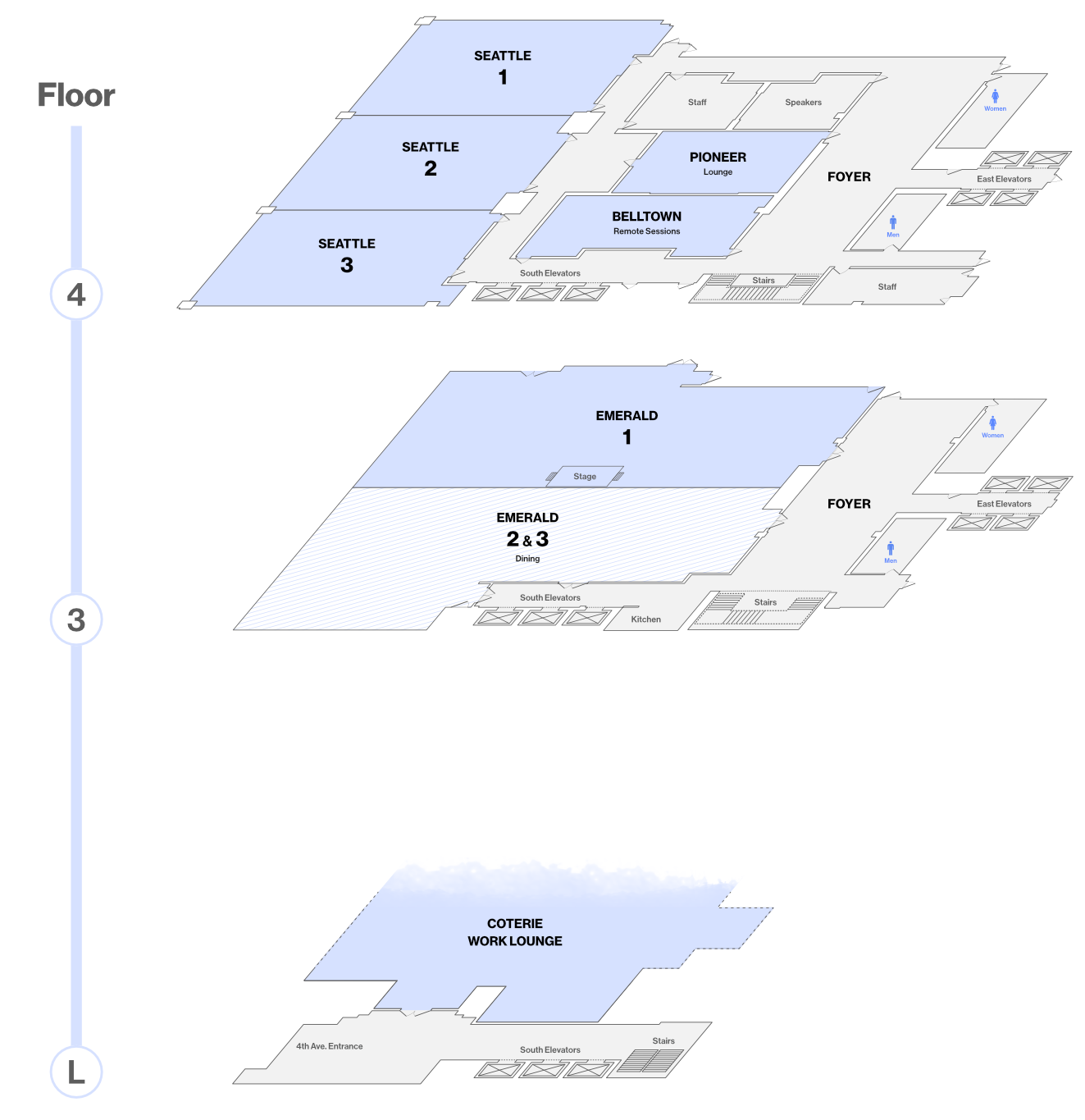 Floor maps of ConveyUX 2025 spaces